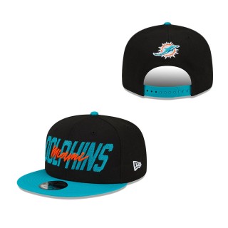Youth Miami Dolphins Black Aqua 2022 NFL Draft 9FIFTY Snapback Hat