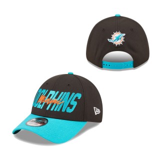 Youth Miami Dolphins Black Aqua 2022 NFL Draft 9FORTY Snapback Adjustable Hat