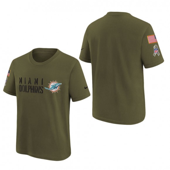 Youth Miami Dolphins Olive 2022 Salute To Service Legend T-Shirt