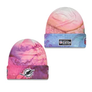 Youth Miami Dolphins Pink 2022 NFL Crucial Catch Knit Hat
