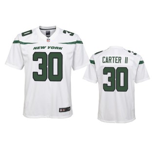 Youth Jets Michael Carter II White Game Jersey