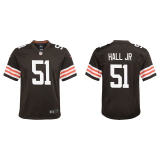 Youth Browns Michael Hall Jr. Brown Game Jersey