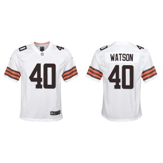 Youth Browns Nathaniel Watson White Game Jersey