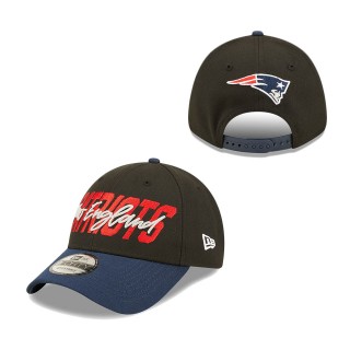 Youth New England Patriots Black Navy 2022 NFL Draft 9FORTY Snapback Adjustable Hat