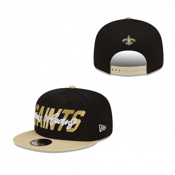 Youth New Orleans Saints Black Gold 2022 NFL Draft 9FIFTY Snapback Hat