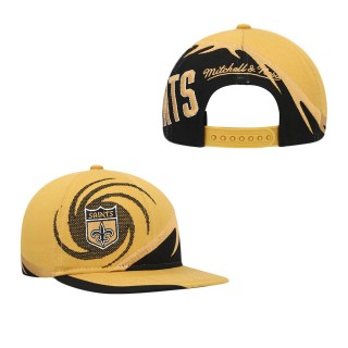 Youth New Orleans Saints Mitchell & Ness Gold Black Spiral Snapback Hat