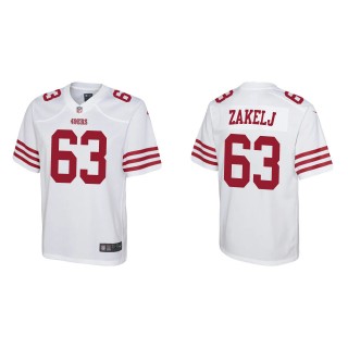 Youth 49ers Nick Zakelj White 2022 NFL Draft Game Jersey