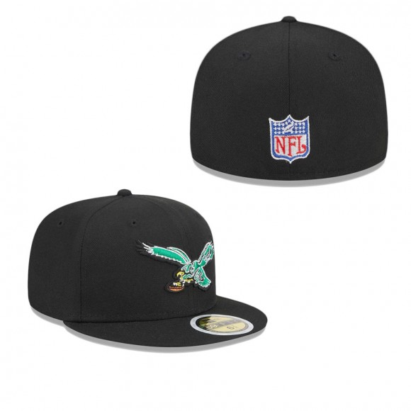 Youth Philadelphia Eagles Black 1987-95 Gridiron Classics Throwback Logo Main Fitted Hat