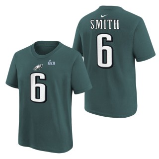 Youth Philadelphia Eagles DeVonta Smith Nike Midnight Green Super Bowl LVII Name & Number T-Shirt