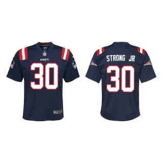 Youth Patriots Pierre Strong Jr. Navy 2022 NFL Draft Game Jersey