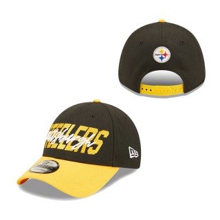 Youth Pittsburgh Steelers Black Gold 2022 NFL Draft 9FORTY Snapback Adjustable Hat