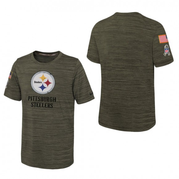 Youth Pittsburgh Steelers Olive 2022 Salute To Service Velocity T-Shirt