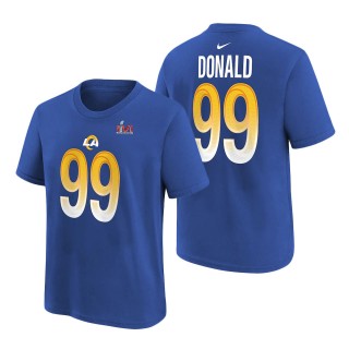Youth Los Angeles Rams Aaron Donald Royal Super Bowl LVI Bound Name & Number T-Shirt