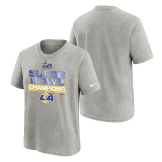 Youth Los Angeles Rams Gray Super Bowl LVI Champions Locker Room Trophy Collection T-Shirt