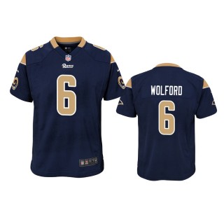 Youth Rams John Wolford Navy Game Jersey