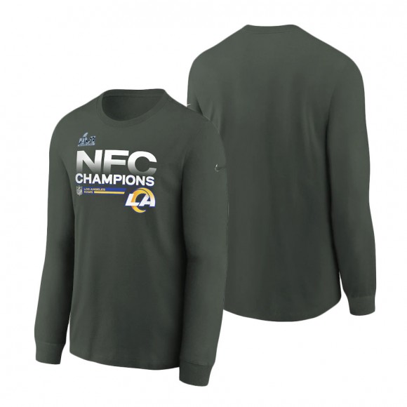 Youth Los Angeles Rams Anthracite 2021 NFC Champions Locker Room Trophy Collection Long Sleeve T-Shirt