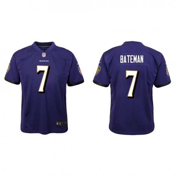 Youth Baltimore Ravens Rashod Bateman Purple Game Jersey