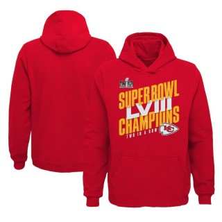 Youth Chiefs Red Super Bowl LVIII Champions Iconic Victory Pullover Hoodie