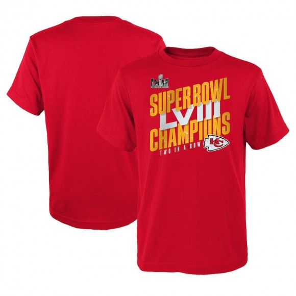 Youth Chiefs Red Super Bowl LVIII Champions Iconic Victory T-Shirt