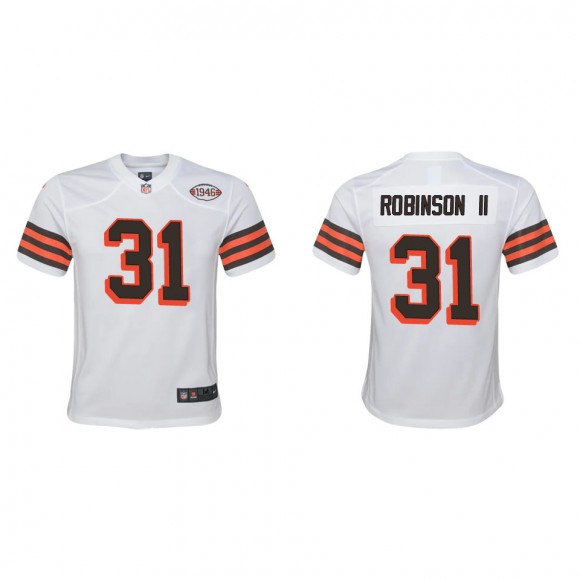 Youth Cleveland Browns Reggie Robinson II White 1946 Collection Game Jersey