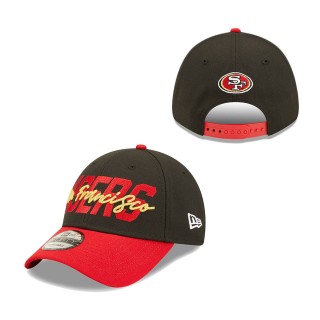 Youth San Francisco 49ers Black Scarlet 2022 NFL Draft 9FORTY Snapback Adjustable Hat