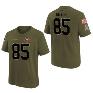 Youth San Francisco 49ers George Kittle Olive 2022 Salute To Service Name & Number T-Shirt
