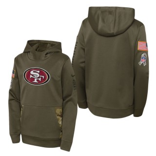 Youth San Francisco 49ers Olive 2022 Salute To Service Performance Pullover Hoodie