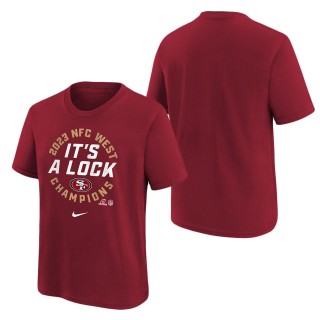Youth San Francisco 49ers Scarlet 2023 NFC West Division Champions Locker Room Trophy Collection T-Shirt