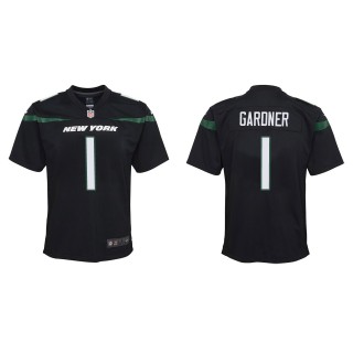Youth Jets Sauce Gardner Black 2022 NFL Draft Game Jersey