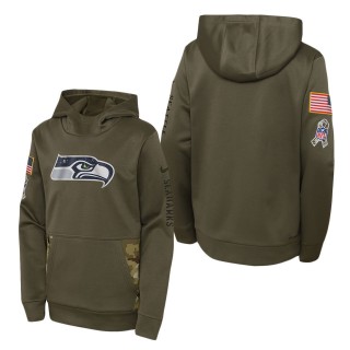 Youth Seattle Seahawks Olive 2022 Salute To Service Performance Pullover Hoodie