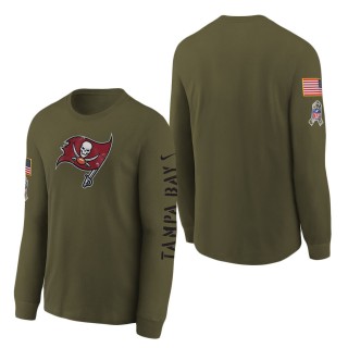 Youth Tampa Bay Buccaneers Olive 2022 Salute To Service Team Logo Long Sleeve T-Shirt