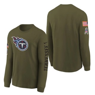Youth Tennessee Titans Olive 2022 Salute To Service Team Logo Long Sleeve T-Shirt
