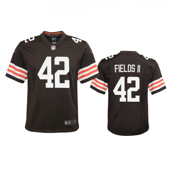 Youth Browns Tony Fields II Brown Game Jersey