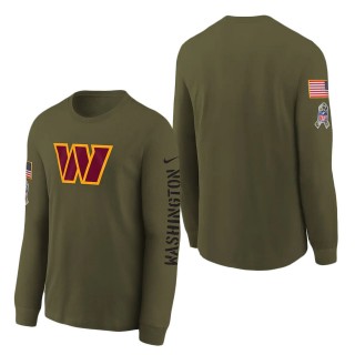 Youth Washington Commanders Olive 2022 Salute To Service Team Logo Long Sleeve T-Shirt