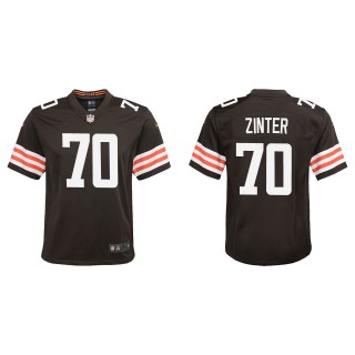 Youth Browns Zak Zinter Brown Game Jersey